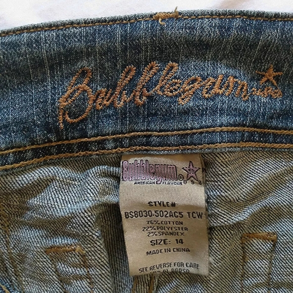 Bubblegum Jeans Vtg Embroidered Ribbed Faded Wash - Picture 5 of 8